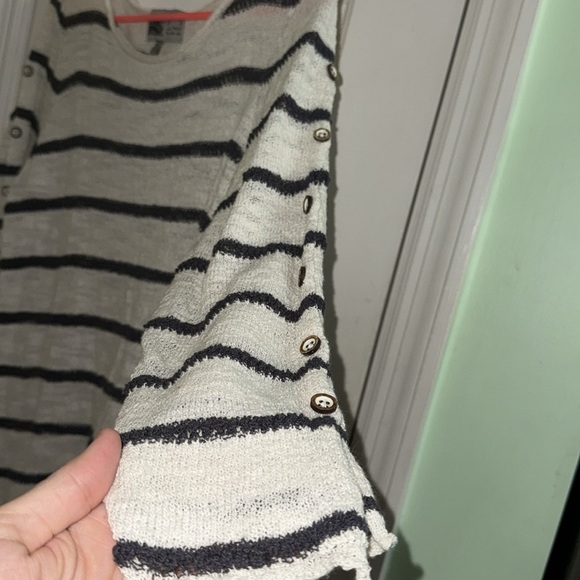 Habitat Clothes to Live In Dark Grey & Wht Striped Loose Knit Sweater Size L - Picture 4 of 9